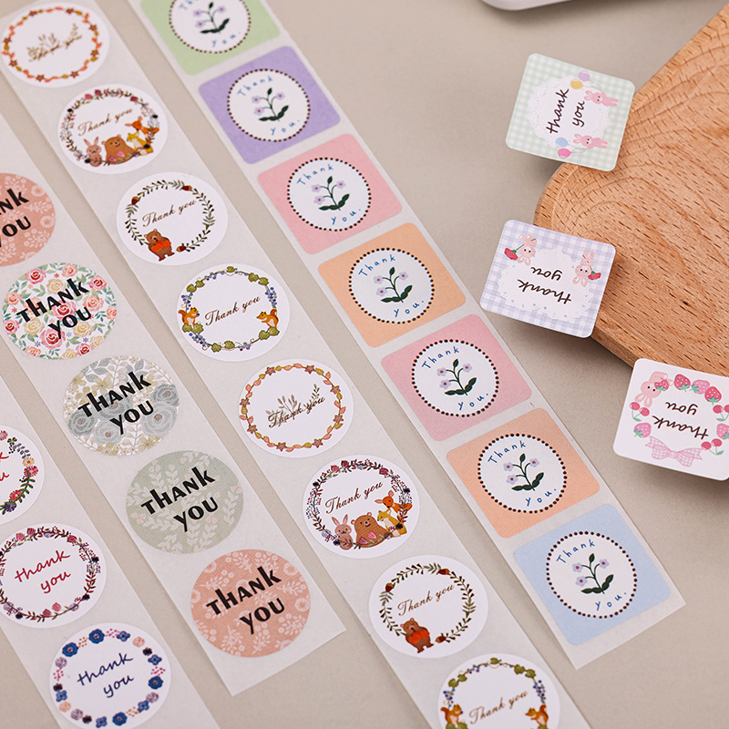 Thanks Sealing Sticker thankyou Sticker Cute Simple Girl Decorative Packaging Label Sticker