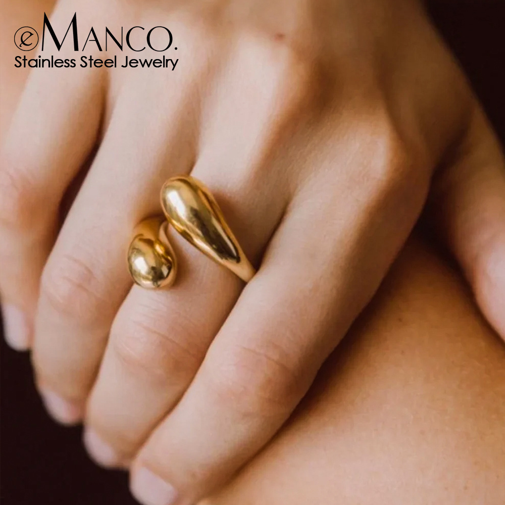 eManco European and American ins Internet celebrity new titanium steel ring fashion niche design all-match stainless steel open ring
