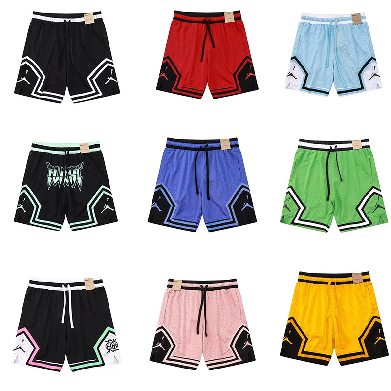 American-Style Basketball Shorts, Jordan Brand, Unisex, Knee-Length, Large Mesh, Sports Casual, Loose Fit, Breathable Training Shorts Foto QC de 1688 na Qualit.ly