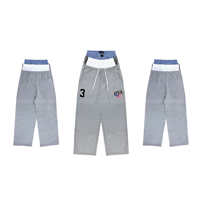 Foreign OEM Grailz Project GR fake three piece design waist embroidery national flag sports thick cotton pants