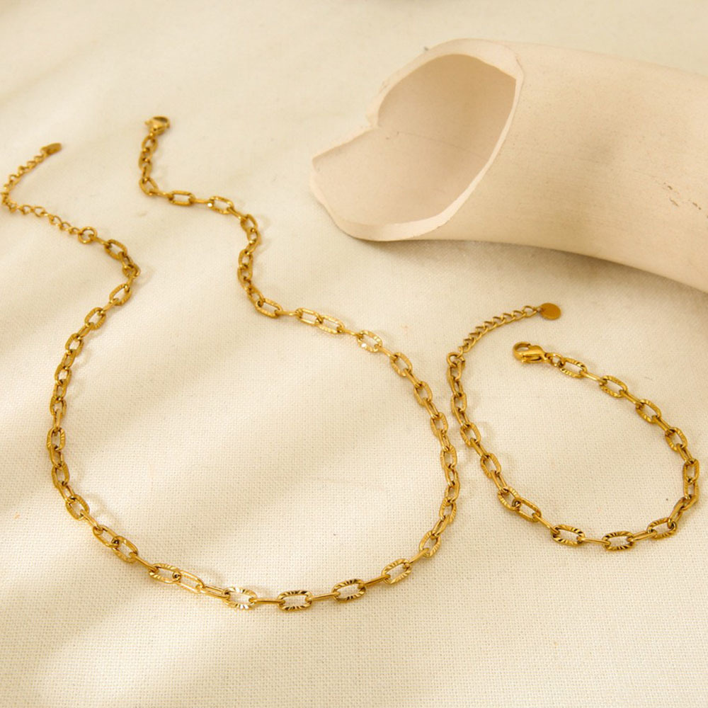 European and American Ins Simple Fashion Pattern Cross Chain Bracelet Necklace Plated with 18K Gold Stainless Steel Simple Versatile Jewelry