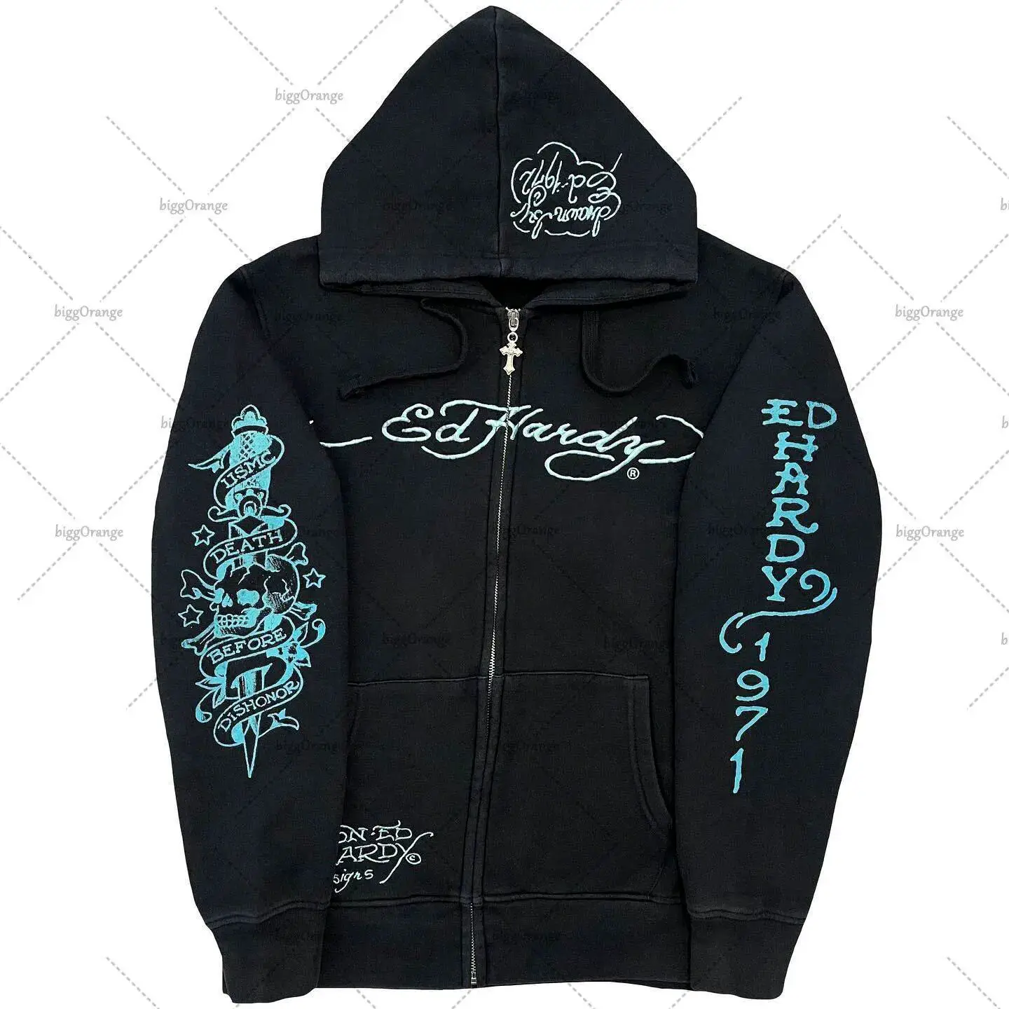 Europe and the United States trend gothic hip-hop street letters printed high street fall and winter fashion jacket loose sweater hoodie