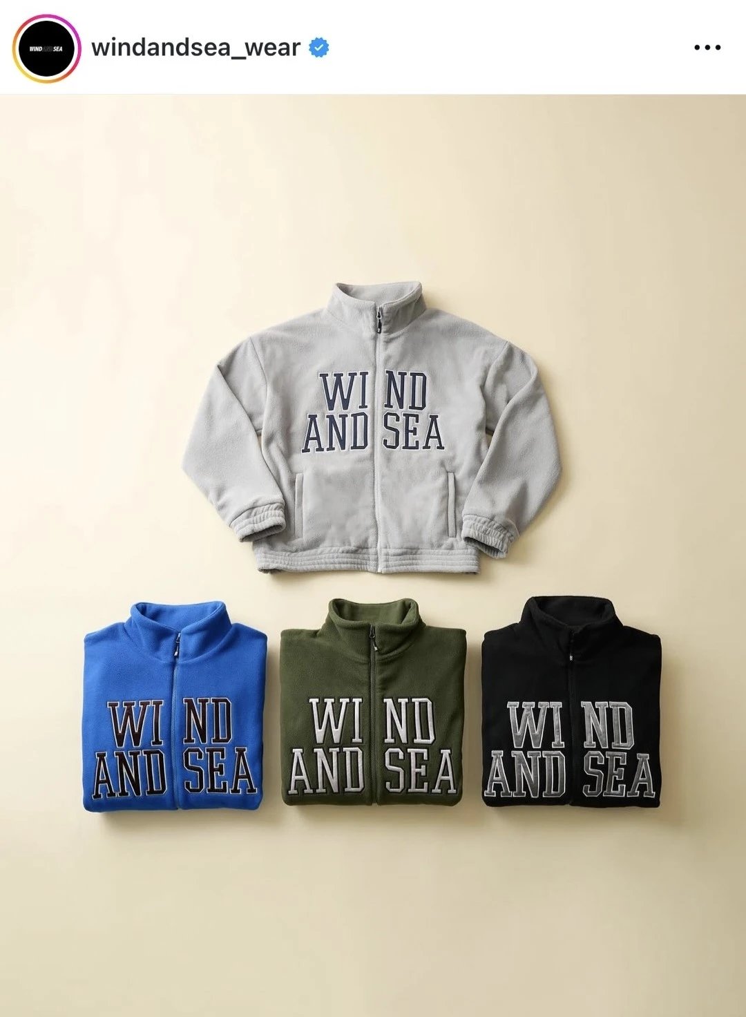 25SS WIND AND SEA PATCH LOGO FLEECE 贴布字母保暖抓绒外套