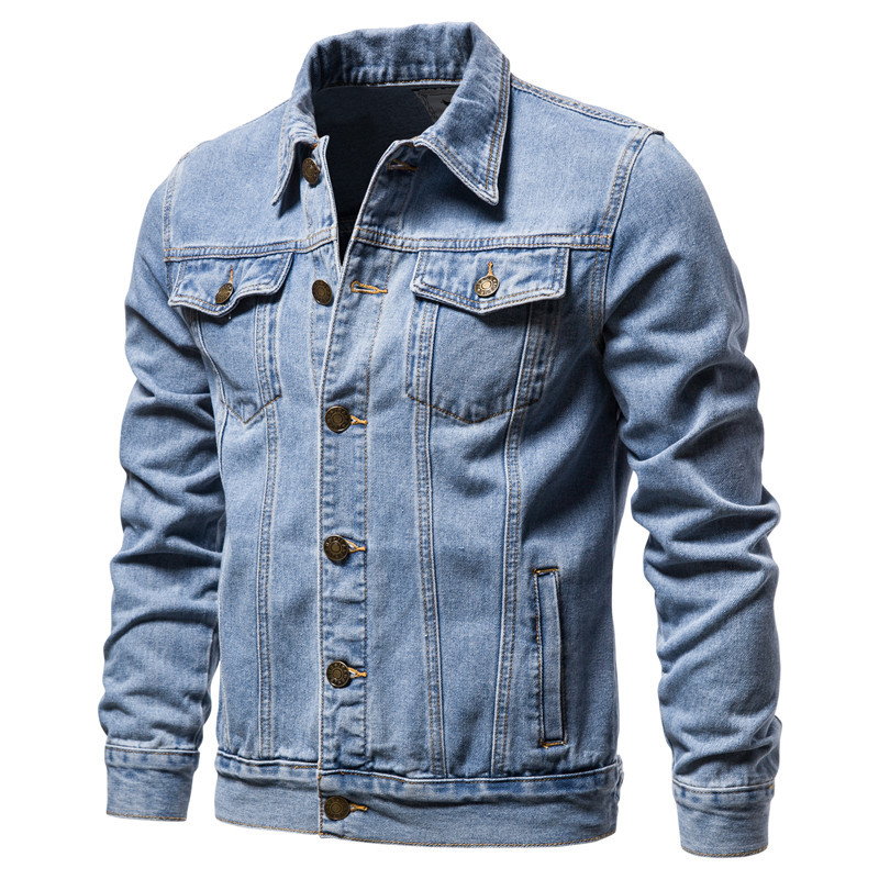 2024 Autumn/Winter European Size Trendy Men's Denim Jacket Cotton Fashion Casual Slim Fit Men's Coat Trendy Brand
