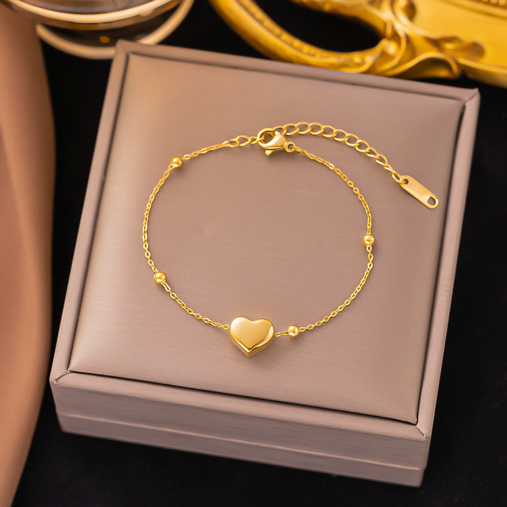 Europe and the United States cross-border titanium steel anklet female temperament new non-fading fashion niche design feeling tide Net Red love hand ornaments