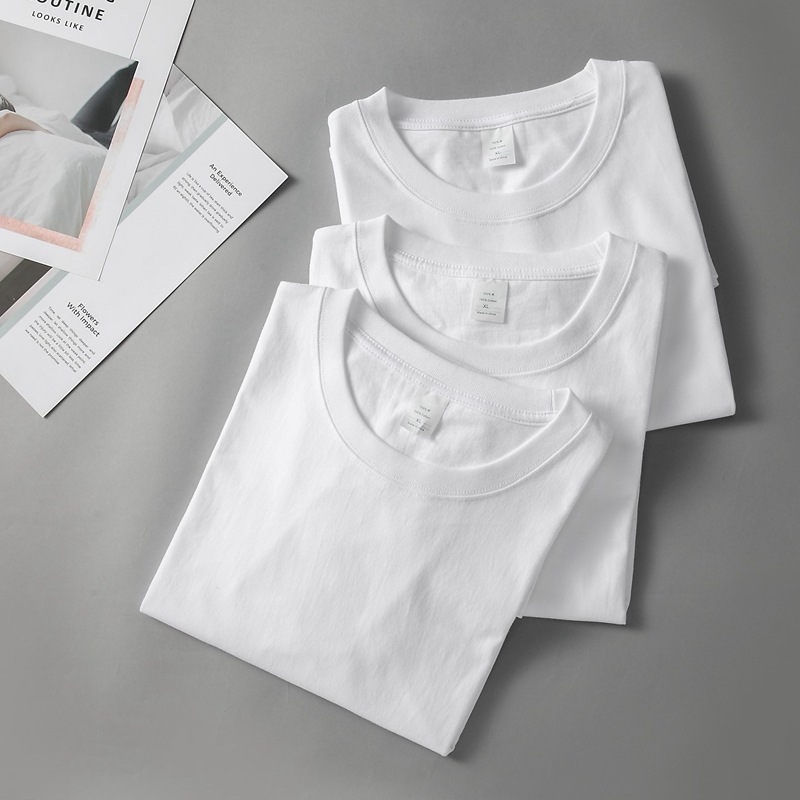high quality T-Shirt Short-sleeved Men's T-shirt Casual Round Neck Tshirt Xinjiang Cotton Men's Pure Cotton Heavy-weight T-shirt Base Shirt