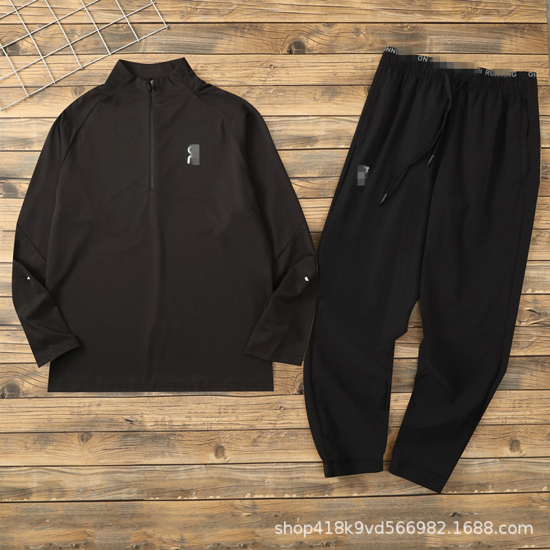 Cross-Border Sports Suit for Men, Spring Season, Half-Zip Stand Collar Training Outfit, Long-Sleeve Top and Long Pants, Track and Field Running Set, Two-Piece Set QC-foto från 1688 på Qualit.ly
