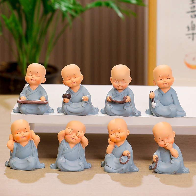 Chinese Zen Yi Hui Wu Little Monk Decoration Creative Small Monk Temple Scenic Area Cultural and Creative Gift Buddha Hall Meditation Decoration