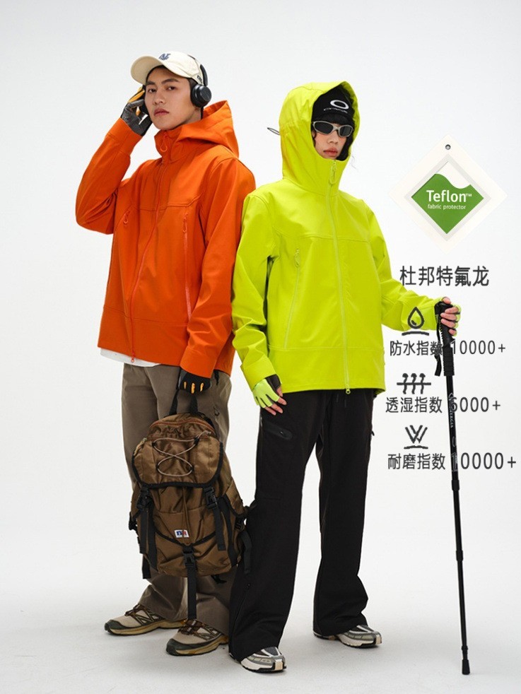 Kai Stone's Same Style Spring and Autumn Couple's Thickened Six-Proof Outdoor Soft Shell Jacket Unisex Mountain Style Trendy Brand