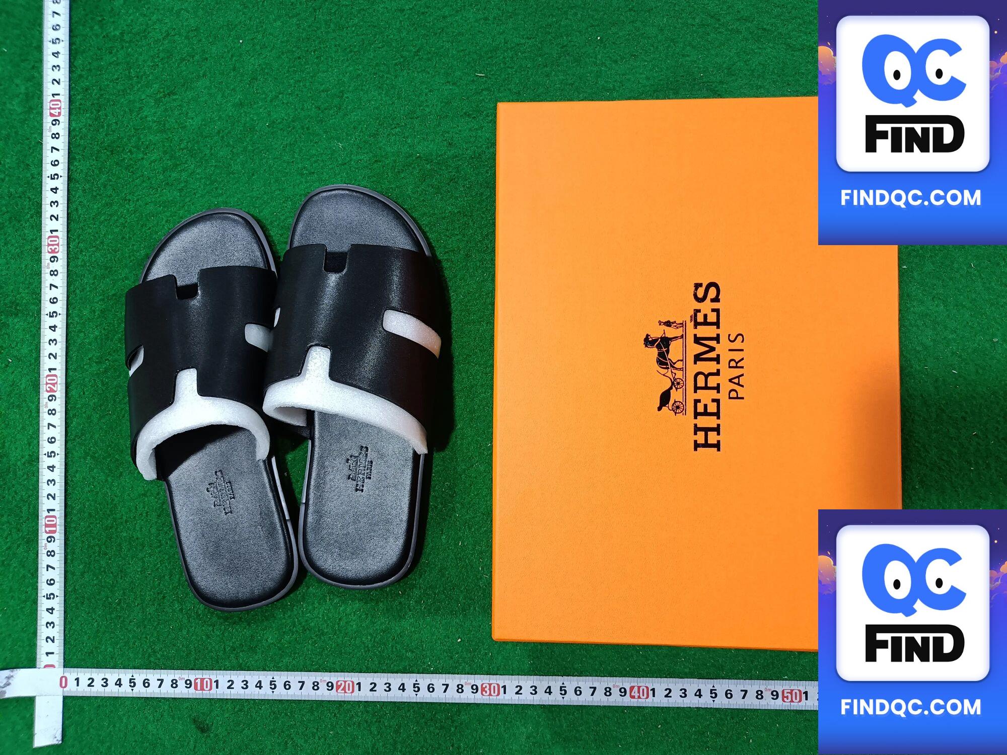 Hermes Men's Black H Slippers QC