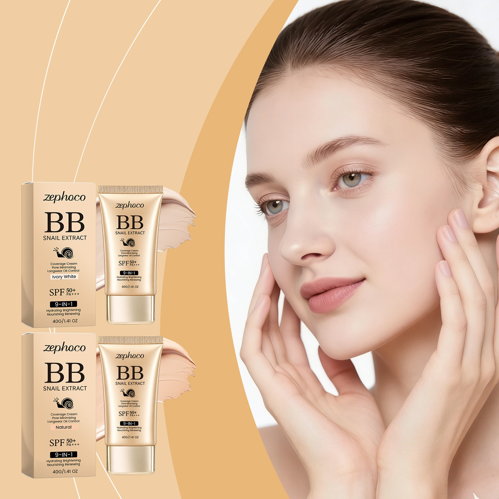 Zephoco Multi-Effect Protective Bb Cream Series Outdoor Concealer, Lightweight and Moisturizing, for Natural Skin Adhesion