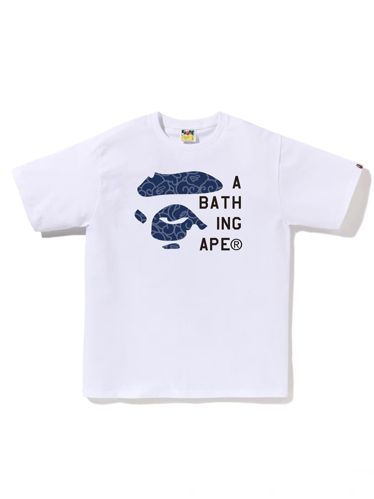 Trendy Brand Cross-Border Wholesale Supply Export 260g Heavyweight Bape Ape Head Double Yarn Cotton Short-Sleeved T-Shirt Shark Top 8