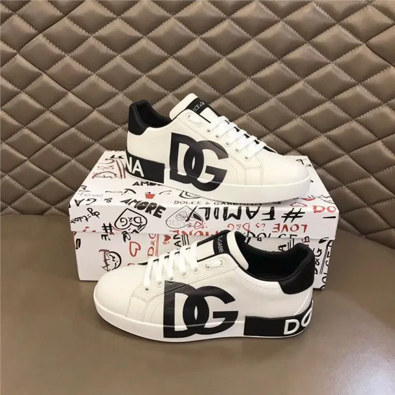 European leather new men's casual shoes hundred sports DG letters plate shoes white shoes lace-up fashion men's shoes