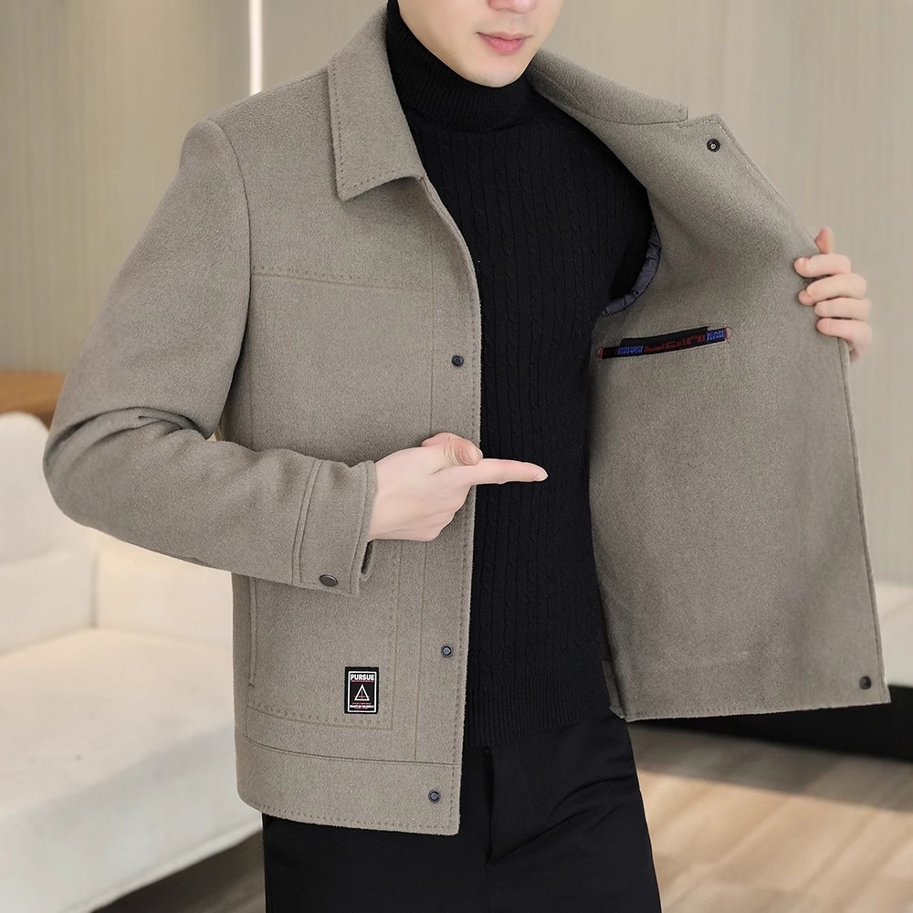 Woolen Coat for Men, Double-Sided Woolen Jacket, New Autumn and Winter Men's Clothing, Windproof, in Stock, Regular