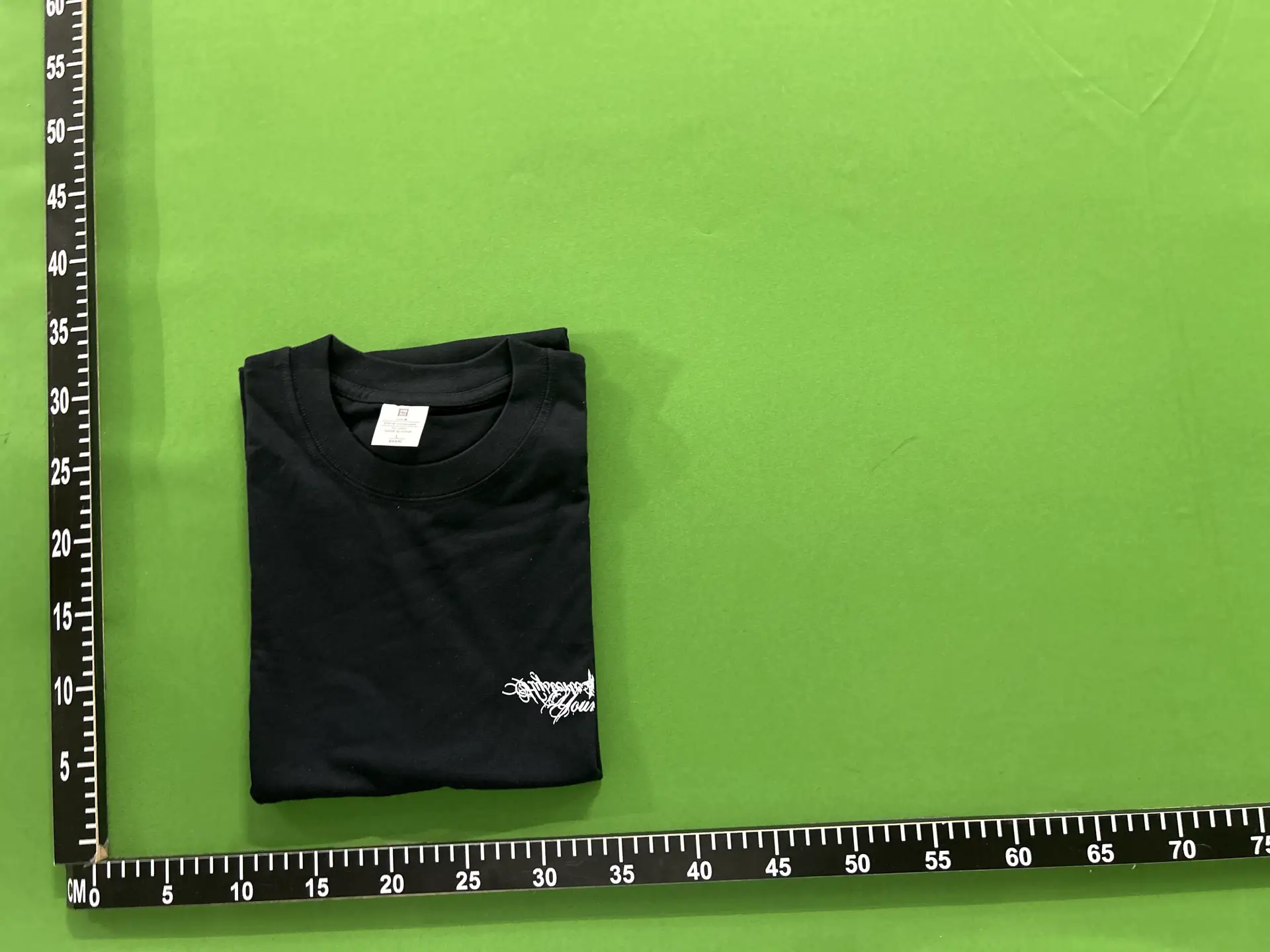 Black T-shirt with white graphic