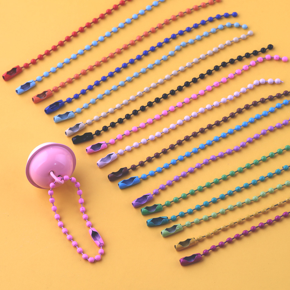 DIY Jewelry Accessories Bead Chain 10cm Round Bead Iron Bead Chain Wave Chain Painted Colorful Tag Chain Pendant Guka Chain