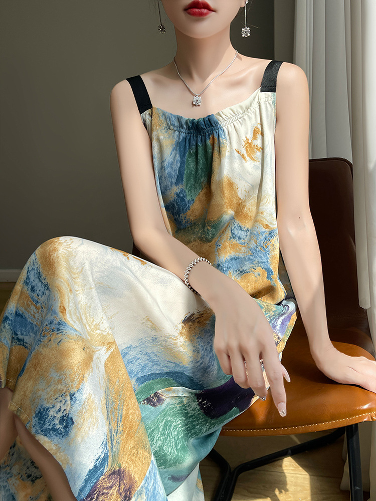 New Patterned Sleeveless Tank Top Dress, Loose Fit, Flattering, Stylish, Versatile, Vacation Style Dress for Women