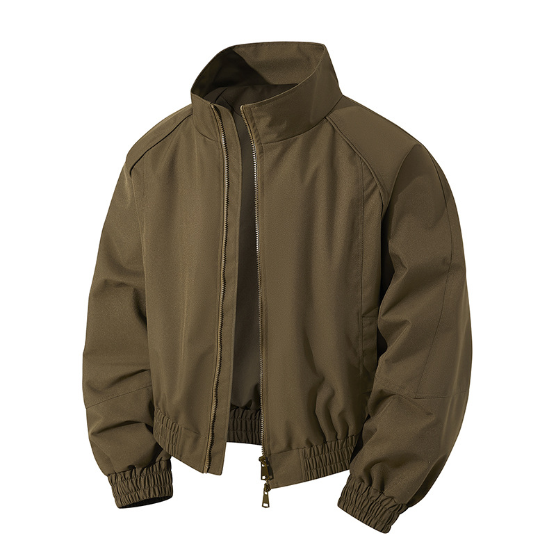 Cross-Border Wholesale Urban Lapel Workwear Spring Men's Jacket Simple Solid Color Casual Warm Jacket Coat for Men