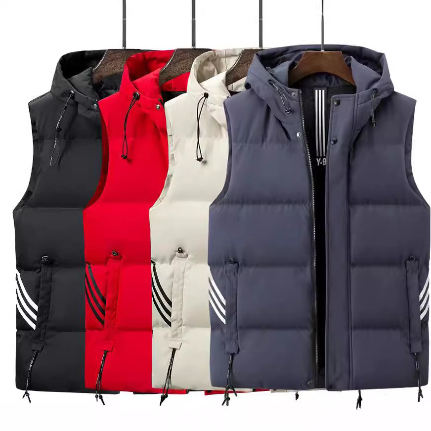 Vest Men's Spring and Autumn Vest Coat Korean Style Men's Fashionable Slim-fit Handsome Waistcoat Warm Down Cotton Vest Clip Hooded