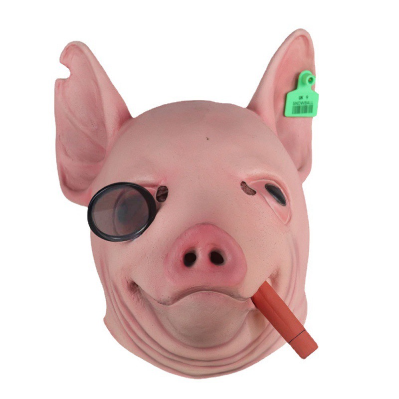 Watch Dogs Legion Headgear Latex Pink Smoking Pig Head Mask Animal Watch Dogs Glasses Pig Headgear