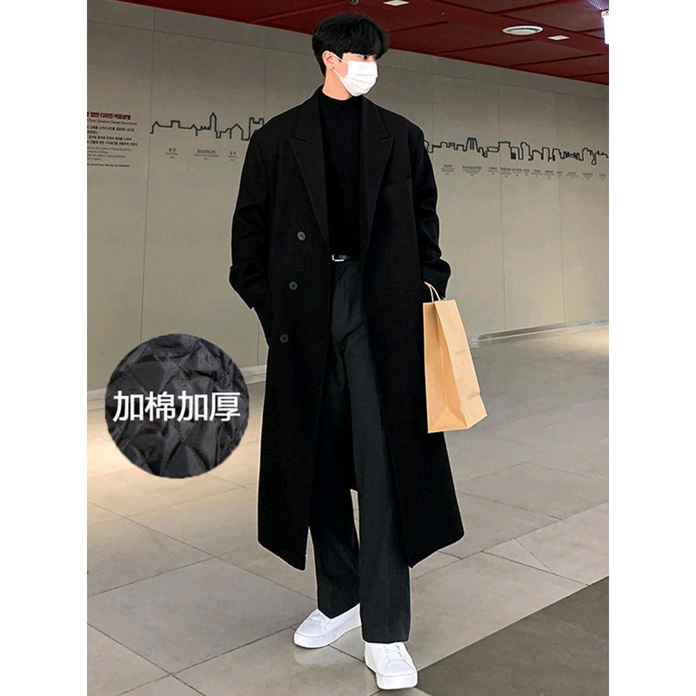 Autumn and Winter New Woolen Coat Men's Mid-length Over-knee High-end Woolen Coat Korean Style Loose Trendy Coat