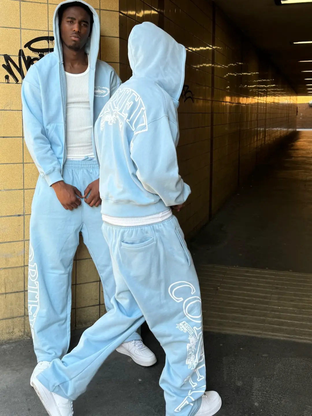 High Quality American Street hip hop Alcatraz Print Fleece-lined Hooded Sweatshirt Men's and Women's Trendy Sports Suit Outwear