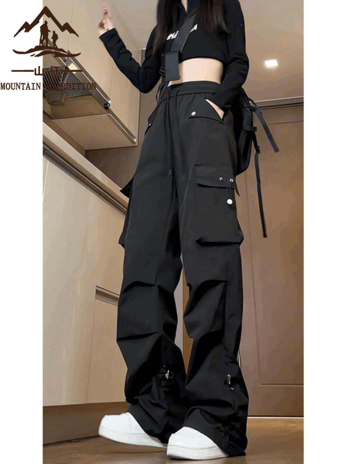 Black Pants for Petite Women 2026 New Outdoor Sports Spring and Autumn Loose Windproof Waterproof Hiking Casual Pants