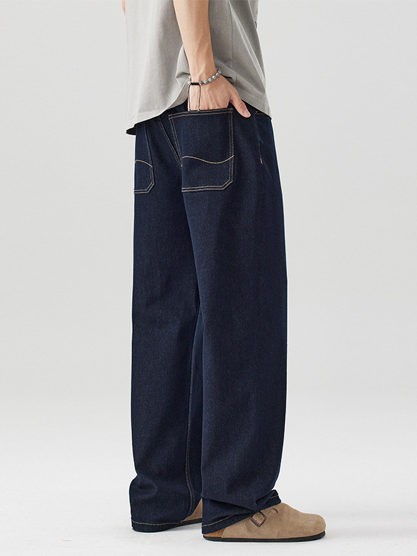 Minger | Spring/Summer 2025 New Casual Primary Color Jeans Men's American High Street Fashion Brand Loose Straight Pants