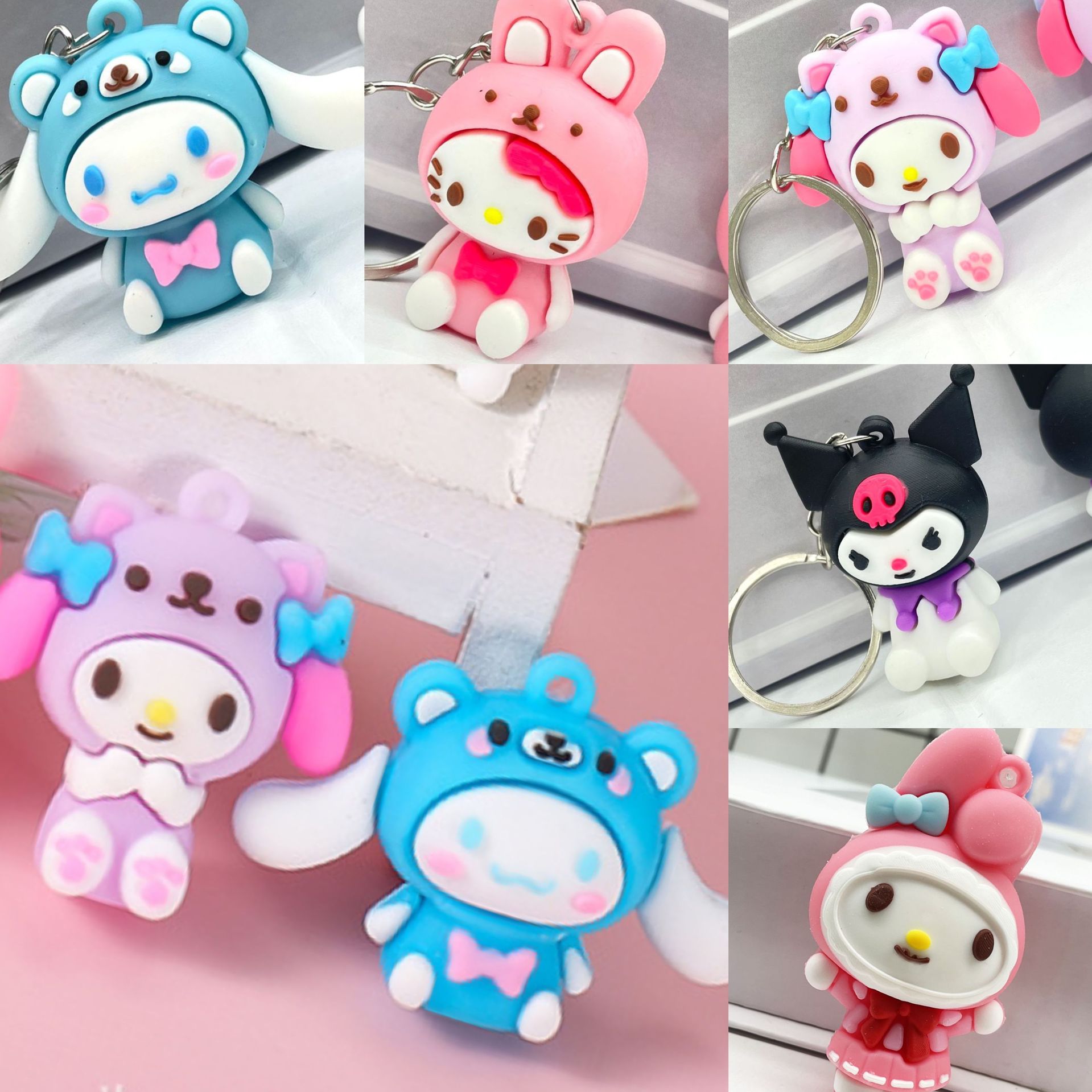 Japanese Style Cartoon Kurome Keychain Pendant Cute Student Toy Silicone Doll Gift Cinnamon Dog Small Gift