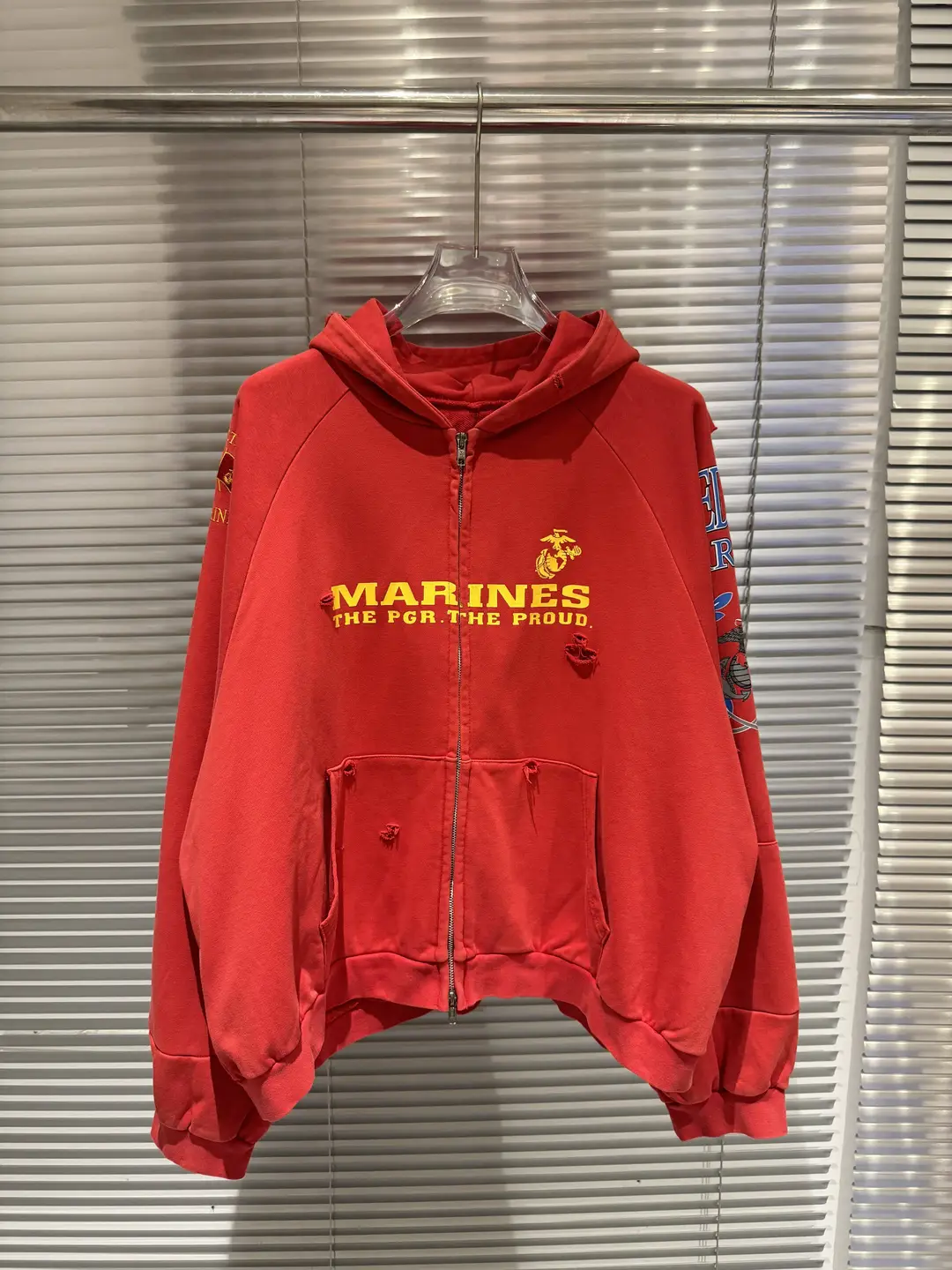 Grailz Project G/R 25Ss Patchwork Fake Two-Piece Zipper Sweatshirt Jacket Embroidered Hoodie Trendy