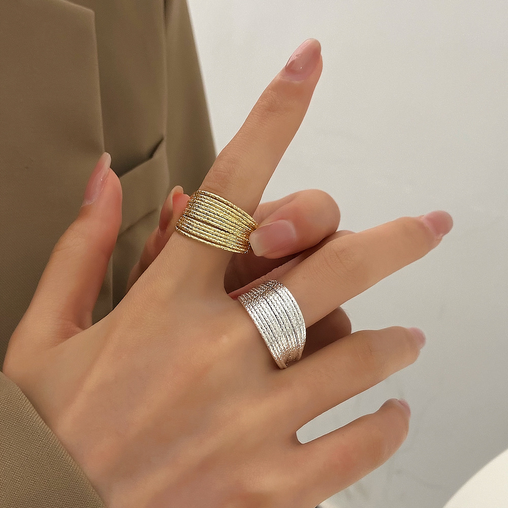 Light Luxury Multi-layer Open Ring European and American Unique All-match Niche Design Fashionable Elegant Open Ring for Women