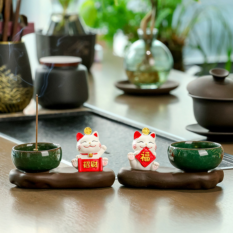 Luckcat incense insert ornaments sandalwood incense ceramic Zen incense burner tea ceremony accessories home aromatherapy burner incense holder