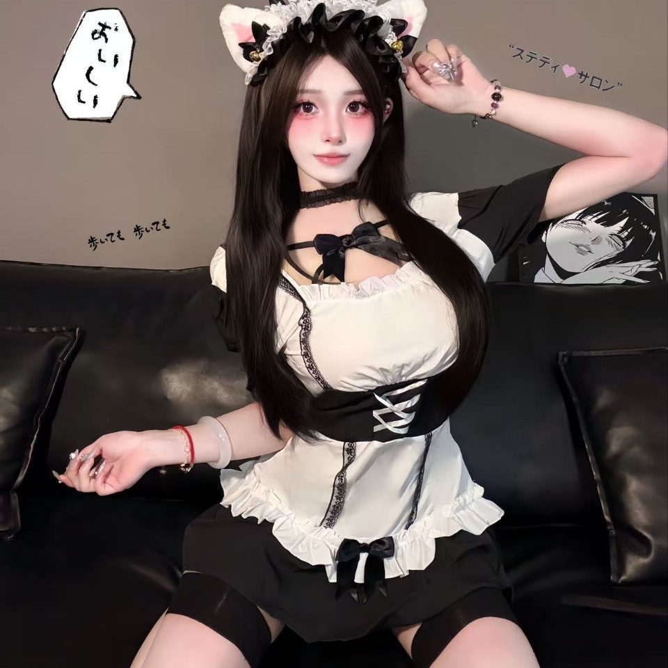 Sexy Lingerie Abstinence Style Female Pure Desire Maid Uniform Temptation Pajamas Bed Hot Passion Free 2617