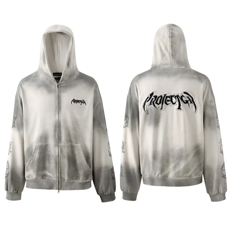 GRAILZ Autumn New Embroidered Logo Cardigan Hooded Sweater Loose Vibe Style High Street Loose Men's and Women's Jacket