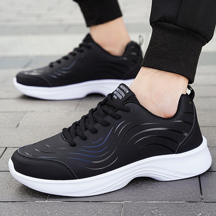 Men's Shoes 2026 Autumn and Winter Black Leather Sneakers Waterproof Non-Slip Casual Running Travel Shoes Lightweight Soft Sole Versatile