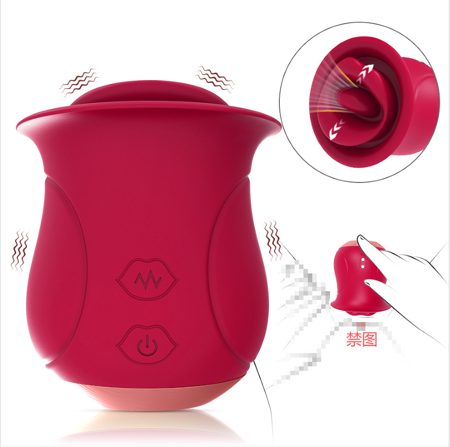 Leya Magic Lip Bite Tongue Licking Vibrator Red Lip Rose Vibrator Masturbation Big Mouth Massager Adult Products Wholesale