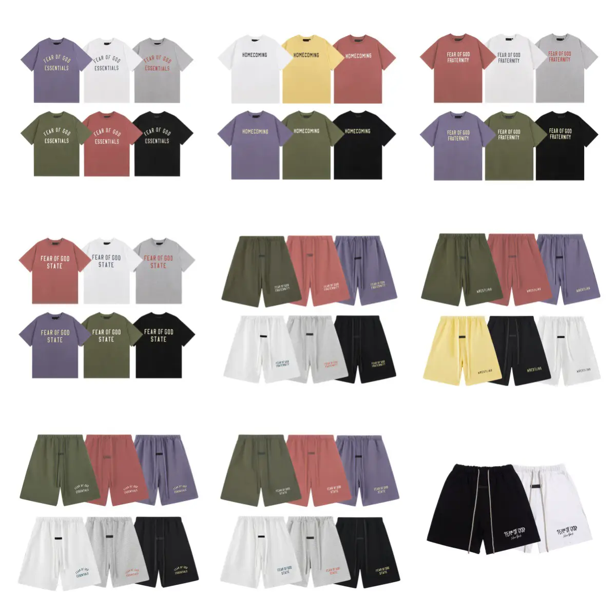 Multiline Essentials High Street Summer Cross-Border Goods Men's and Women's Short-Sleeved T-Shirts Bottoming Half-Sleeved T-Shirt Matching Set