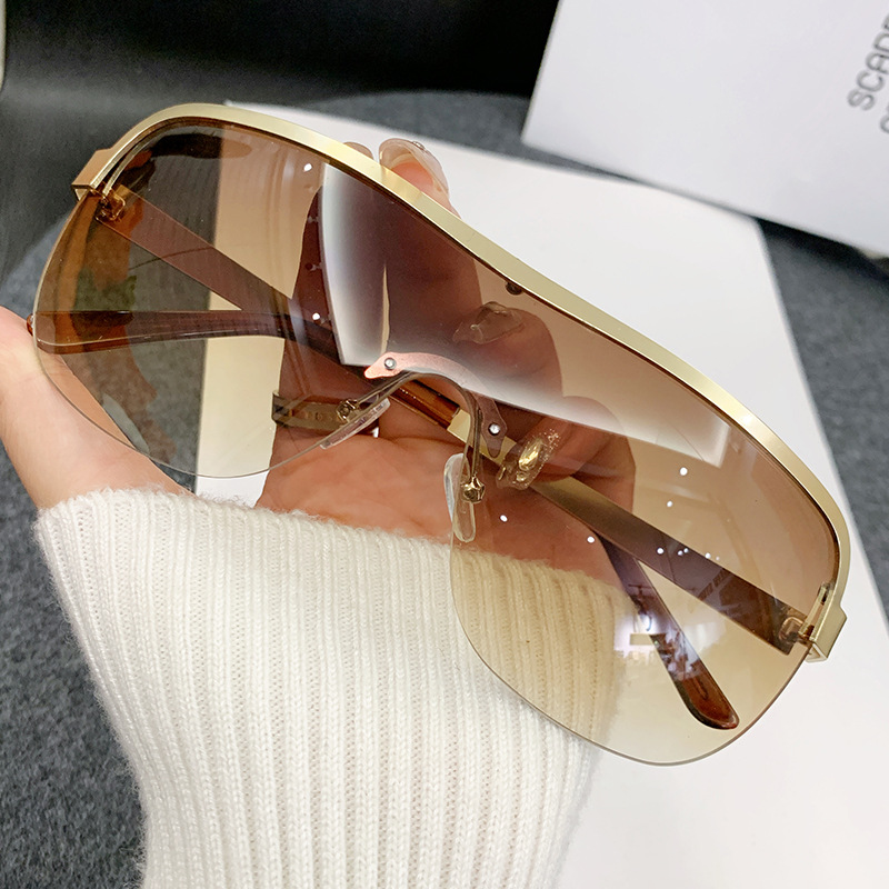 New Fashion Outdoor Riding Sunshade Windproof Goggles Ins Personalized Half-frame One-piece Lens Sunglasses