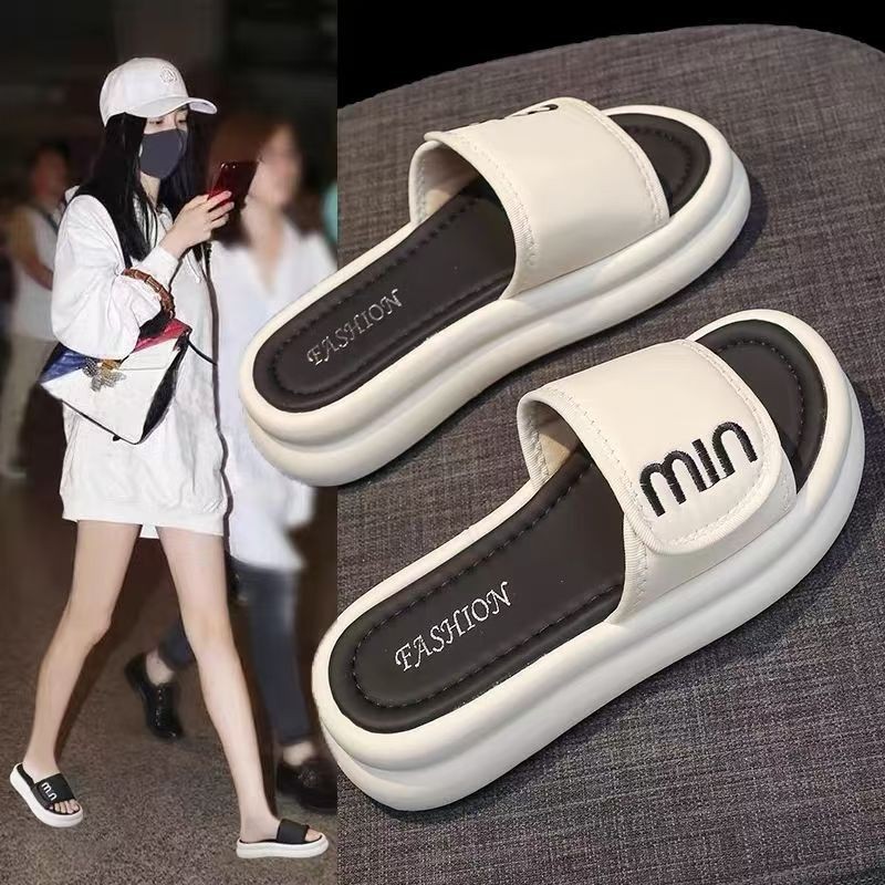 2026 Summer New Trendy Casual Slippers for Women, Outdoor Platform Thick-Soled Slide Sandals, Versatile Cool Slippers for Students