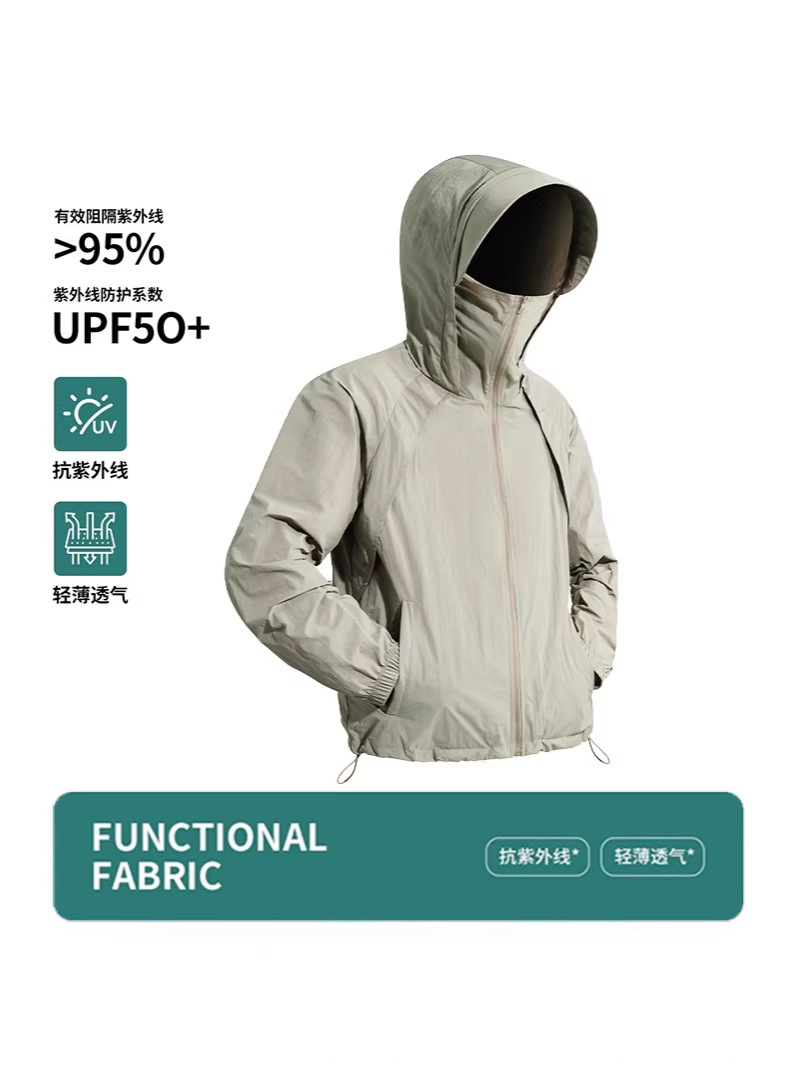 Jianheng Outdoor Sports Nylon Ice Silk Sun Protection Clothing for Men, Summer Uv Protection Thin Style Upf50+ Sun Protection Skin Clothing