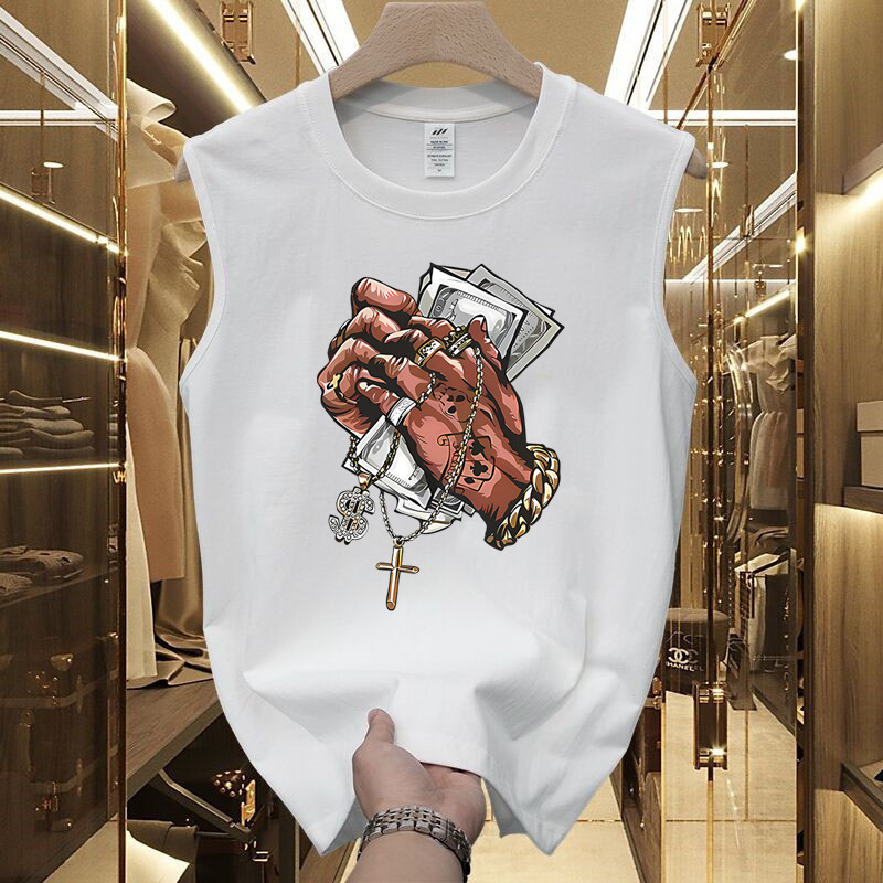 Summer Ins Trendy Brand Hip-Hop Harajuku Style Vest for Men and Women Couples Casual Students Loose Trendyy Waistcoat Sleeveless T-Shirt