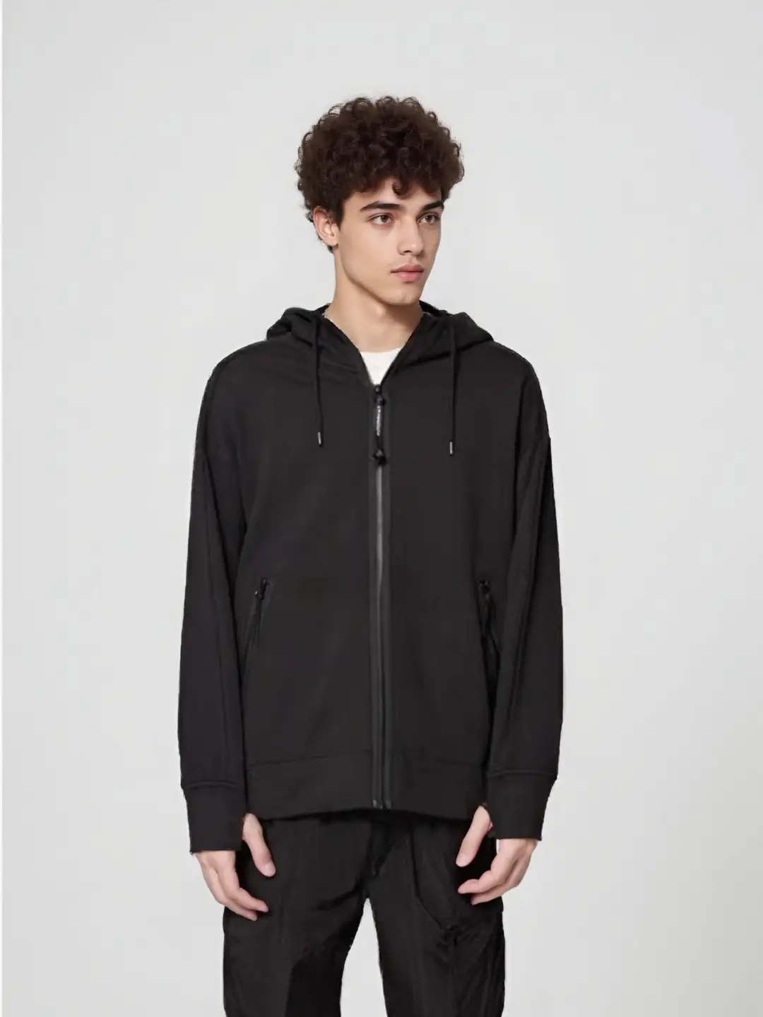 Cp25 New Men's Hooded Sweatshirt Long-Sleeved Cardigan Jacket Casual Sports Trendy Brand Loose Zipper Pure Color Top