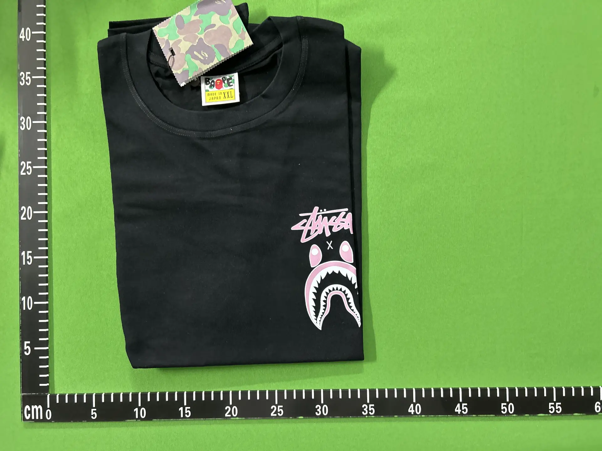 A Bathing Ape x Stussy Shark Tee Black