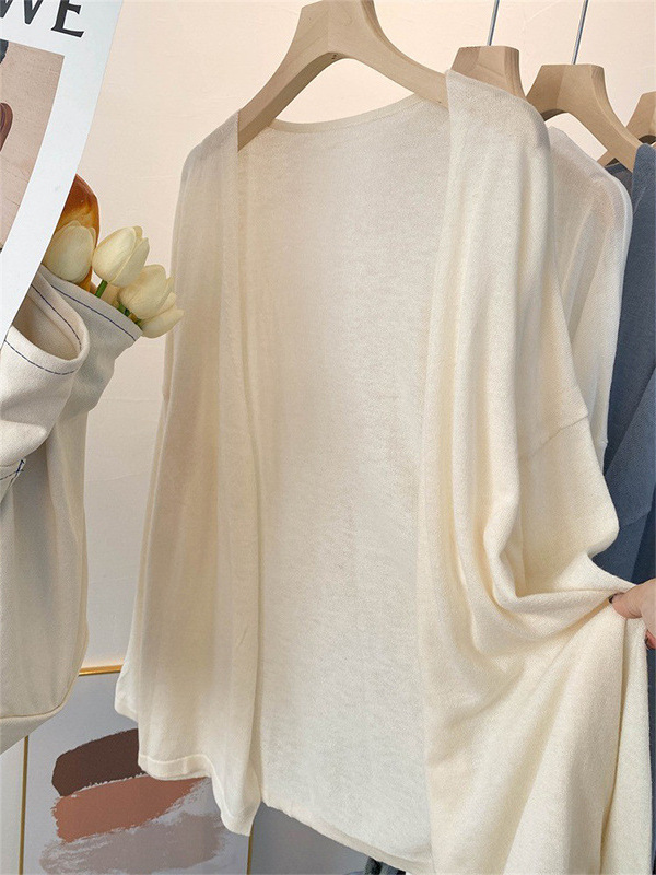Lazy Style Sun-proof Knitted Cardigan Women's Summer Mid-length Loose Coat Autumn Slip Skirt Outer Shawl Blouse Top