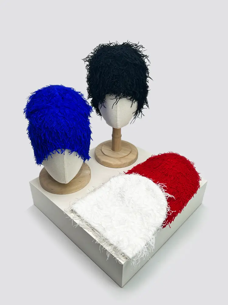 Autumn and Winter New European and American Style Hip-Hop Furry Solid Color Knitted Hat for Men and Women, Warm, Unique, Quirky, Trendy Pullover Hat