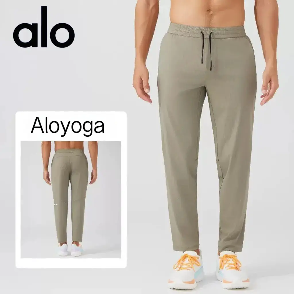 alo 纯色标男士运动裤户外运动休闲长裤健身跑步透气速干直筒裤子