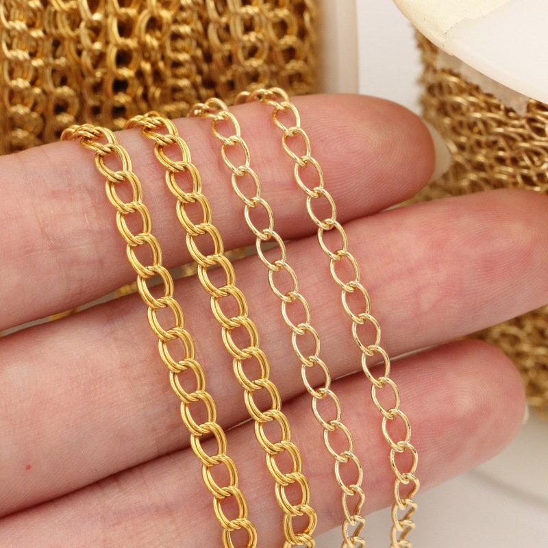 American 14K Gold-Filled Extension Chain Side Chain Horsewhip Chain Ghost Chain/Round O Chain DIY Bracelet Necklace