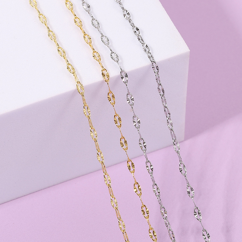 Multi-Size 304 Color-Preserving Ky Sunflower Lip Chain DIY Jewelry Accessories Necklace Clothing Bracelet Side Chain Wholesale