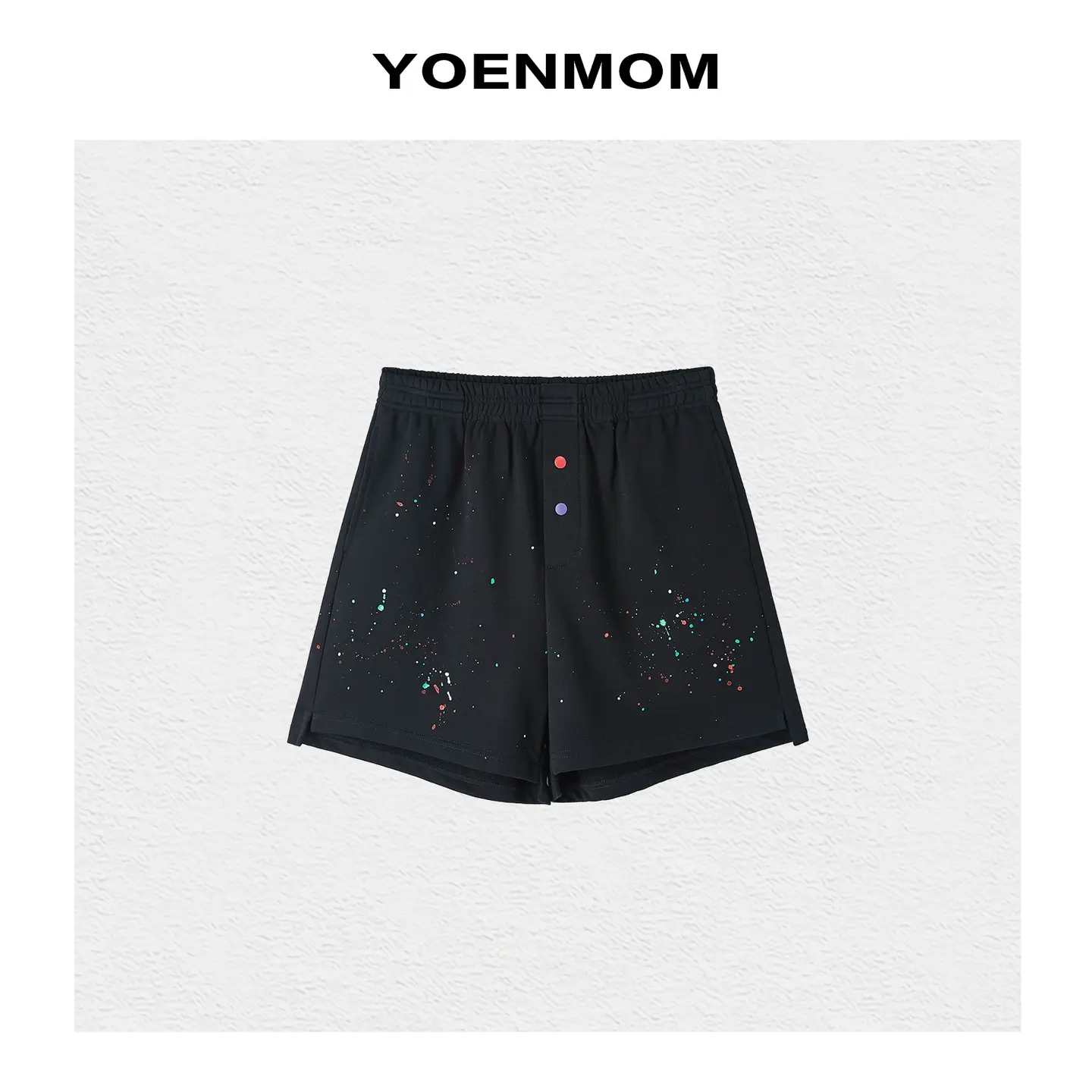 Yoenmom·American Street Style·Cotton Niche Design with Old Splashed Ink Dots and Graffiti Easiest for match Casual shorts