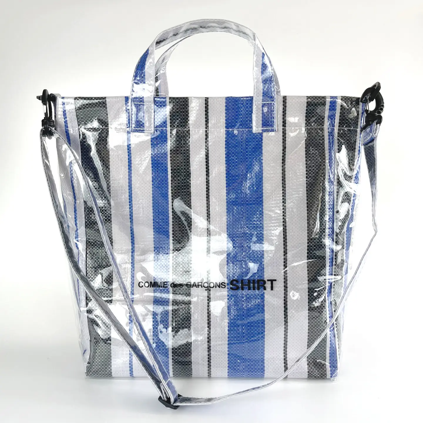 PVC diagonal woven shopping bag, detachable diagonal niche clutch bag, blue and black